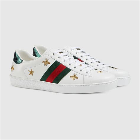 Sneaker Ace uomo ricamata in pelle bianca 